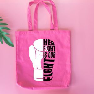 Her Fight is Our Fight Tote Bag, Boxing Tote Bag, Cancer Awareness Tote Bag